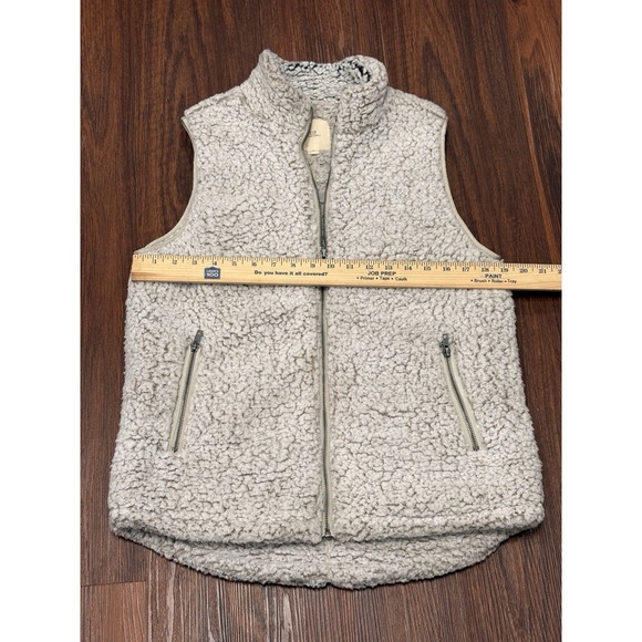 Thread & Supply Sherpa Vest Women's Medium Ivory White Gray Soft Cozy - Picture 8 of 16